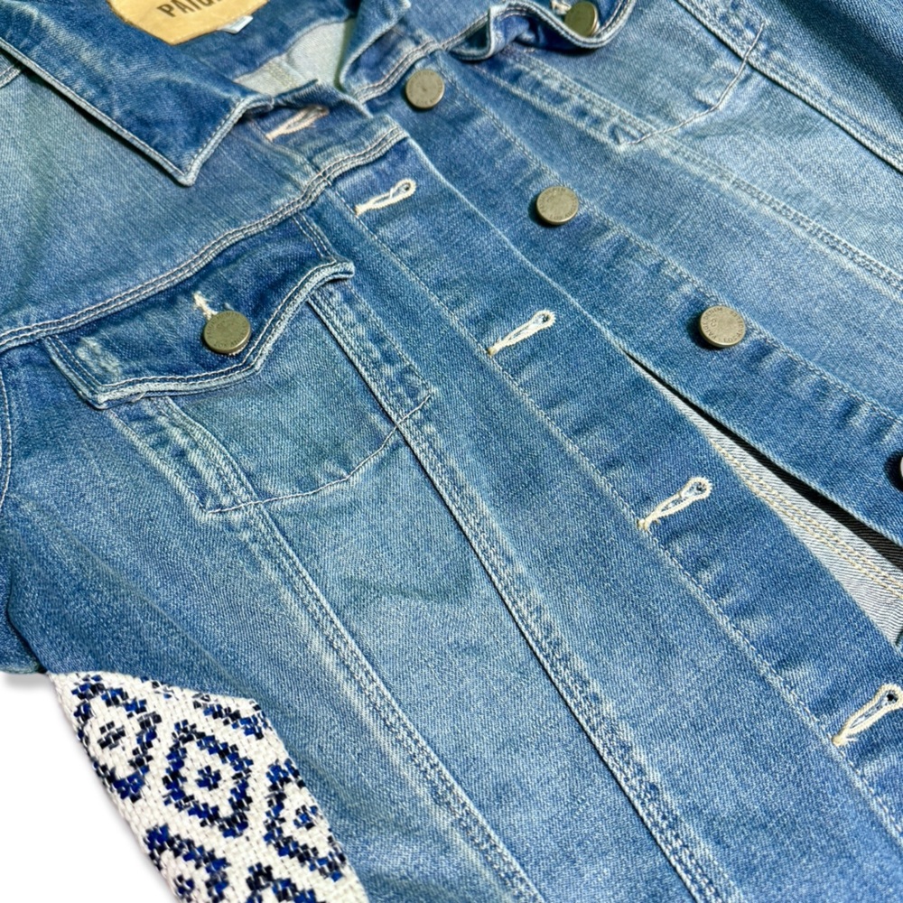 PAIGE Women's Vermont Denim Jacket with Woven Insert Embellishment - Picture 5 of 8